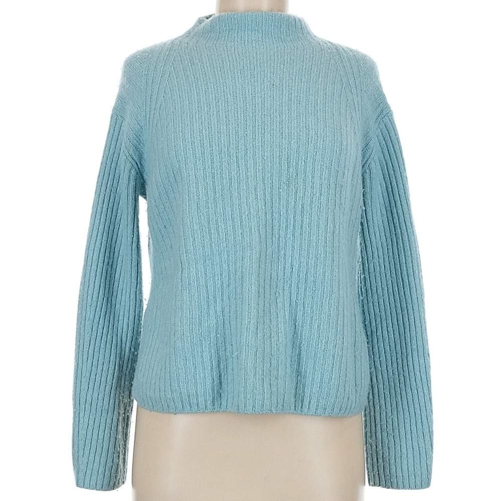 VINCE. Light Blue Ribbed Cashmere & Wool Sweater